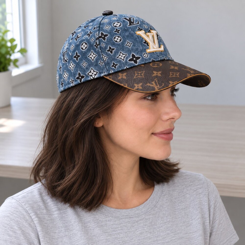 Louis Vuitton Blue Brown Monogram Cap - Picture 3 of 6